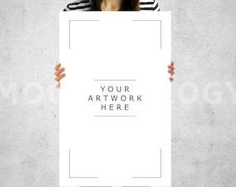 Download 11x17 Vertical Paper Mockup Girl Holding Poster Mockup Gallery Frame Set Product Mockup Styled Stock Photography Instant Download White T Shirt Mock Up Psd File