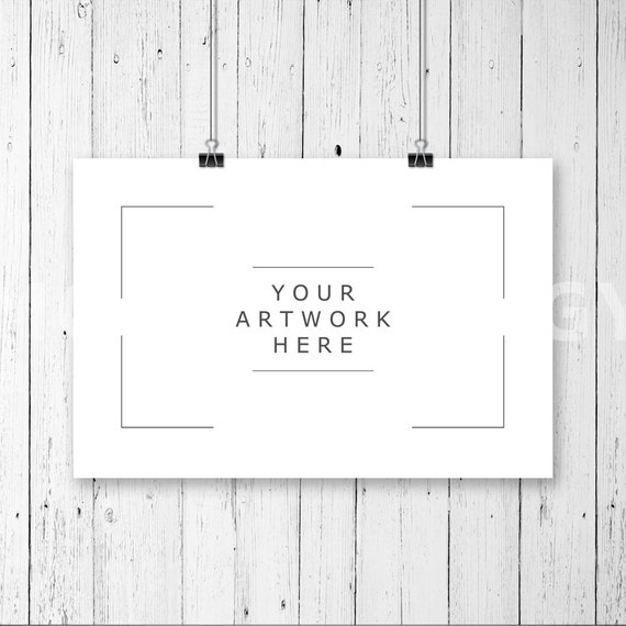 8x12 Horizontal Hanging Paper Mockup Frame Paper Clips Poster 8x12 Horizontal Hanging Paper Mockup Frame Paper Clips Poster