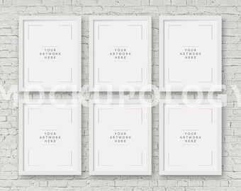 Download 8x10 16x20 24x30 Set Of Six Vertical Digital White Frame Mockup Styled Photography Poster Mockup White Brick Background Instant Download Download Psd Mockup Design Background By Xebrod
