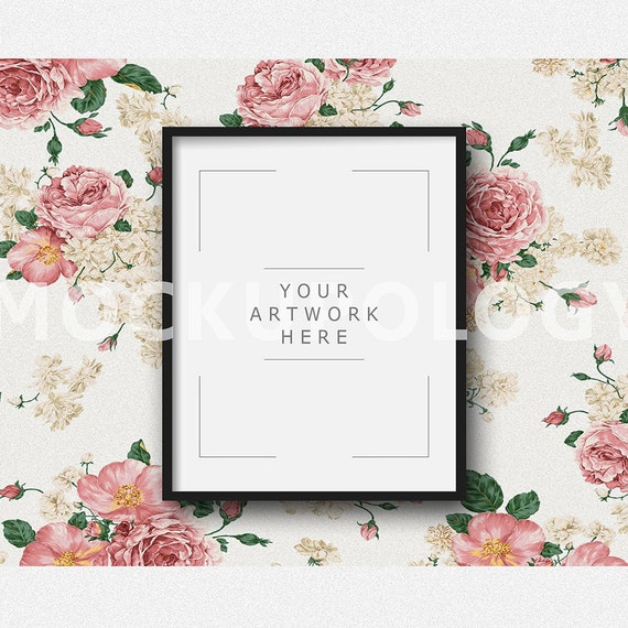 8x10 Vertical Black Frame Mockup Poster Mockup Styled Rose Etsy