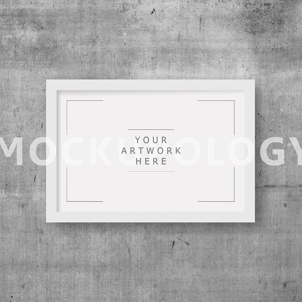 Download 11x17 Horizontal DIGITAL White Frame Mockup on Concrete ...