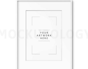 A4 Digital Frame Mockup, Styled Photography Mockup, White Matted Frame on White Wall Background, DIGITAL FILE DOWNLOAD
