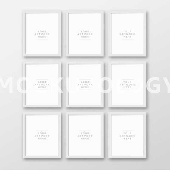 8x10 16x20 24x30 Set Of Nine Vertical Digital White Frame Etsy