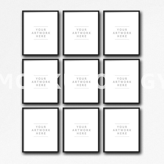 8x10 16x20 24x30 Set Of Nine Vertical Digital Black Frame Etsy