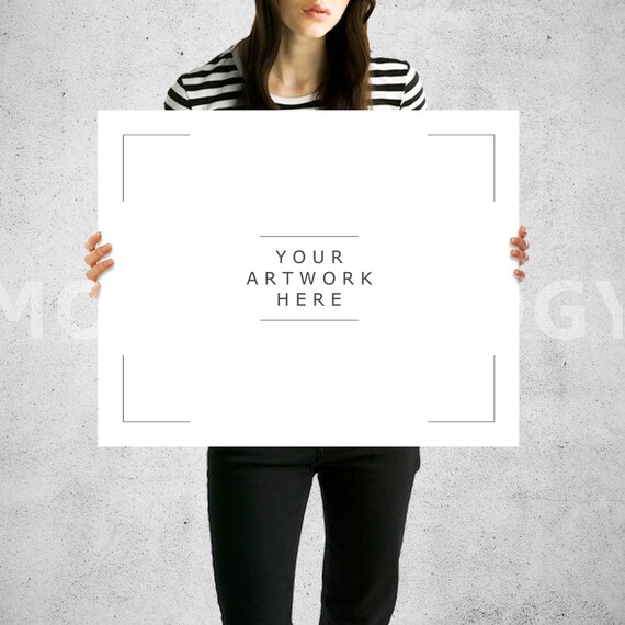 8x10 Vertical Paper Mockup Girl Holding Poster Mockup Etsy