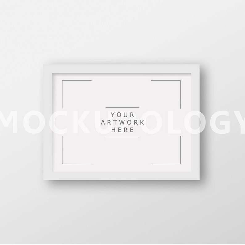 Download A4 Horizontal DIGITAL White Frame Mockup on White Plain Wall | Etsy