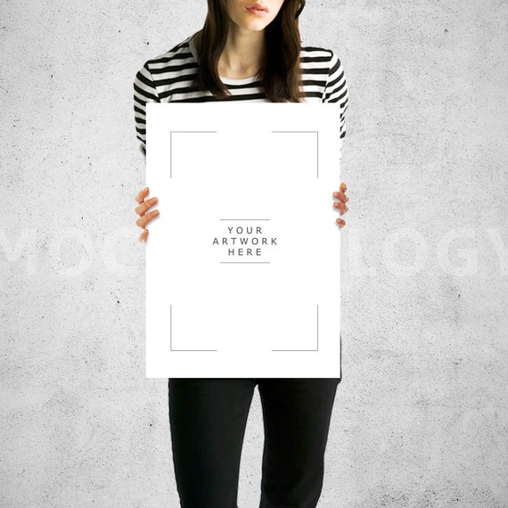 A4 Vertical Paper Mockup Girl Holding Poster Mockup Gallery Etsy