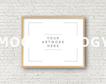 8x10 16x20 Digital Frame Mockup, Styled Photography Mockup, Natural Oak Wood Frame Mockup on White Wall Background, DIGITAL FILE DOWNLOAD