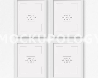 8x10 Digital Frame Mockup, Styled Photography Mockup, Four White Frames Mockup on White Wall Background, DIGITAL FILE DOWNLOAD