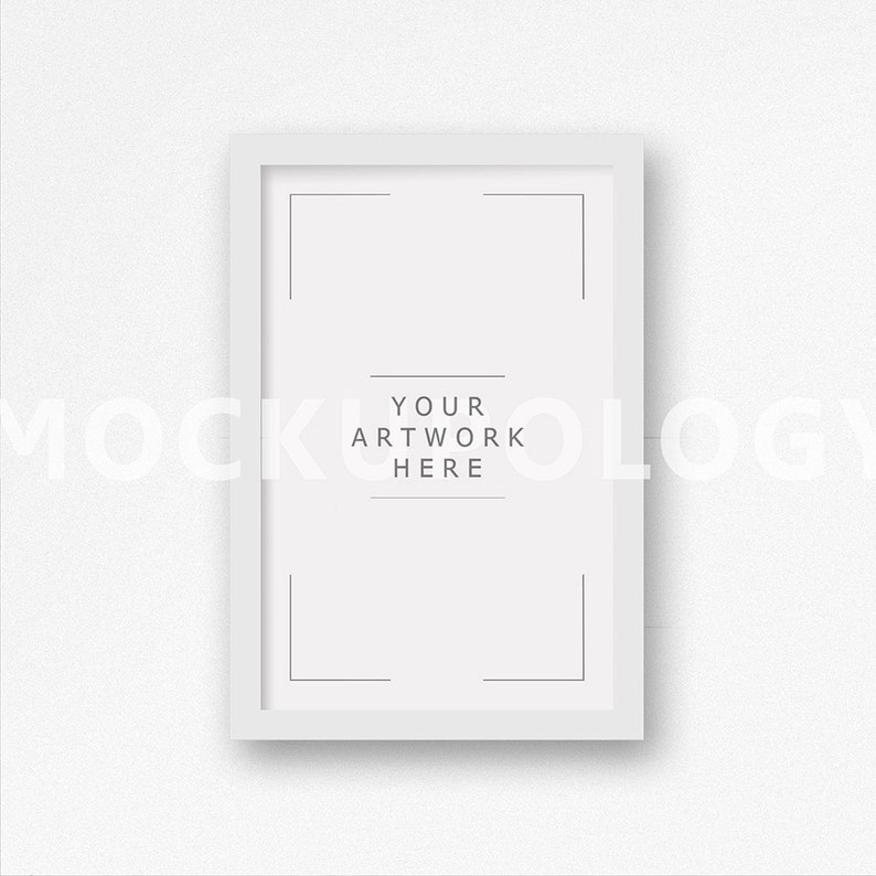 Download 11x17 Vertical DIGITAL White Frame Mockup on White Plain ...