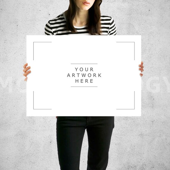 Download A3 A1 Horizontal Paper Mockup Girl Holding Poster Mockup Etsy