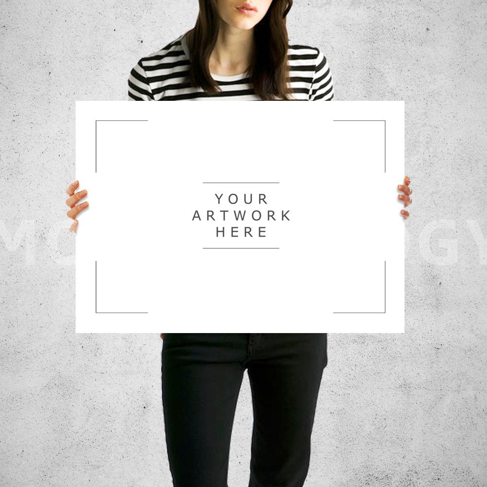 Download A3 A1 Horizontal Paper Mockup Girl Holding Poster Mockup ...