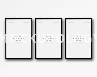 11x17 Digital Frame Mockup, Styled Photography Mockup, Three Black Frames Mockup on White Wall Background, DIGITAL FILE DOWNLOAD