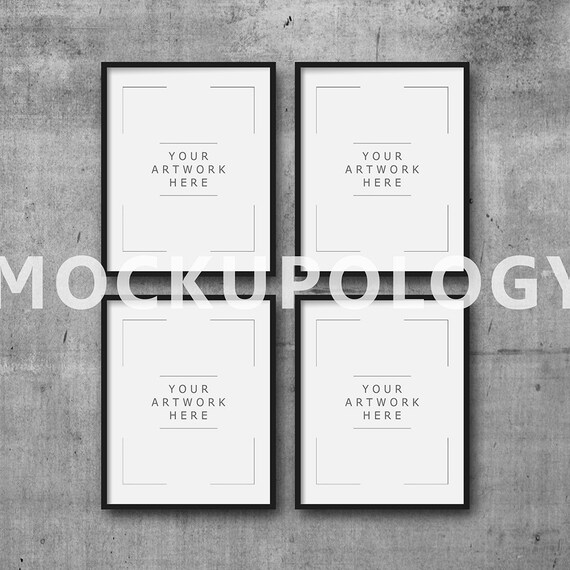 8x10 16x20 24x30 Set Of Four Vertical Digital Black Frame Etsy