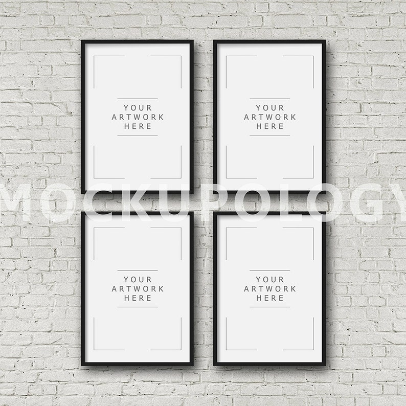 5x7 Set Of Four Vertical Digital Black Frame Mockup Styled Etsy