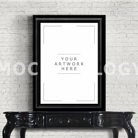 A3 A1 Vertical Digital Black Frame Mockup Vintage Poster Etsy