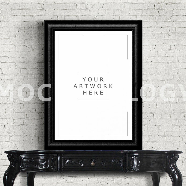 Download A3 A1 Vertical Digital Black Frame Mockup Vintage Poster ...