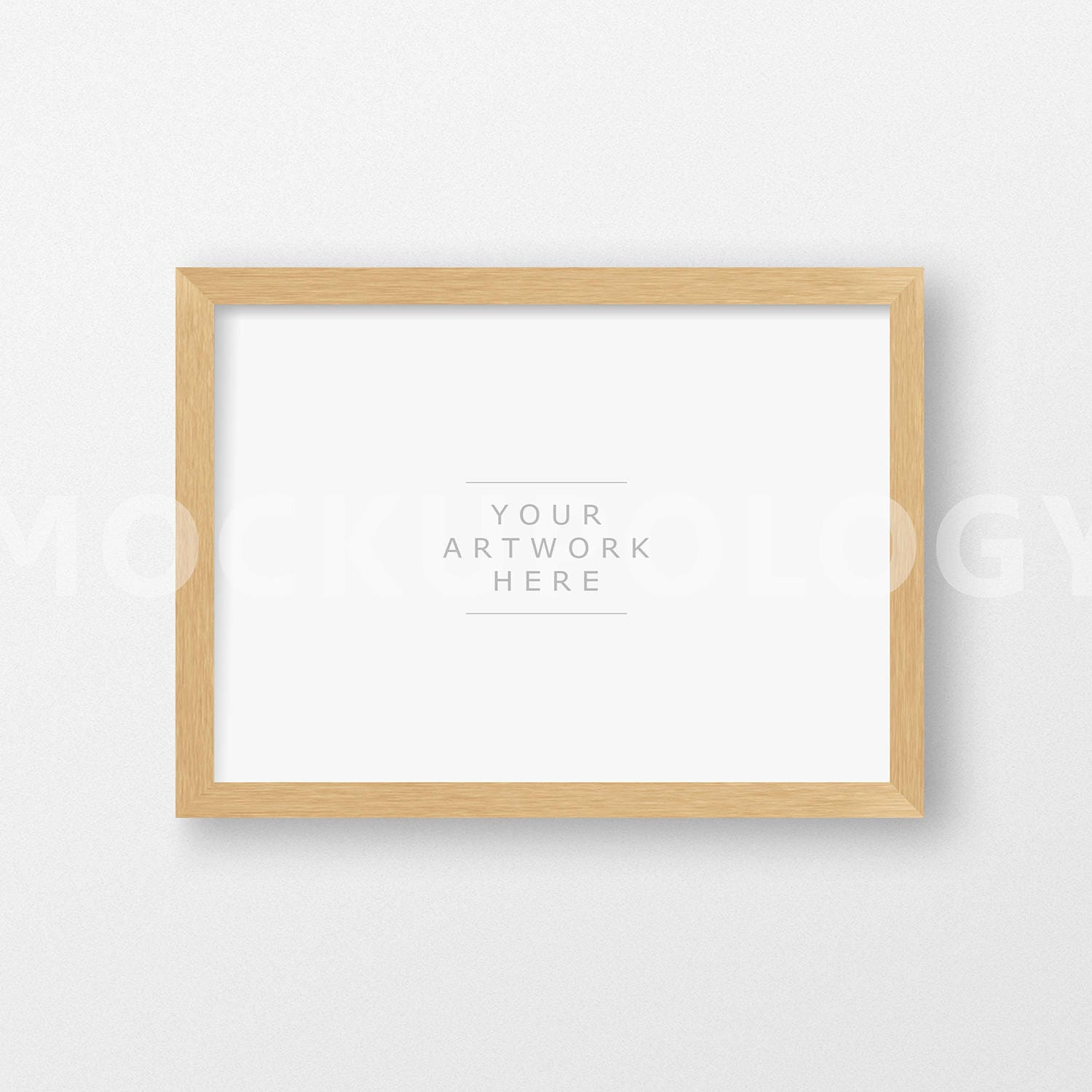 A4 Horizontal Digital Natural Wood Frame Mockup Light Oak Barnwood On White Wall Background Instant
