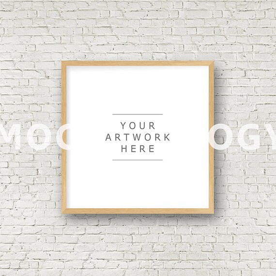 Square Digital Brown Wood Light Oak Frame Mockup Styled Etsy