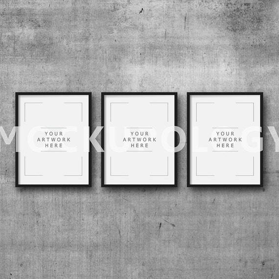 11x14 Set Of Three Vertical Digital Black Frame Mockup On Etsy