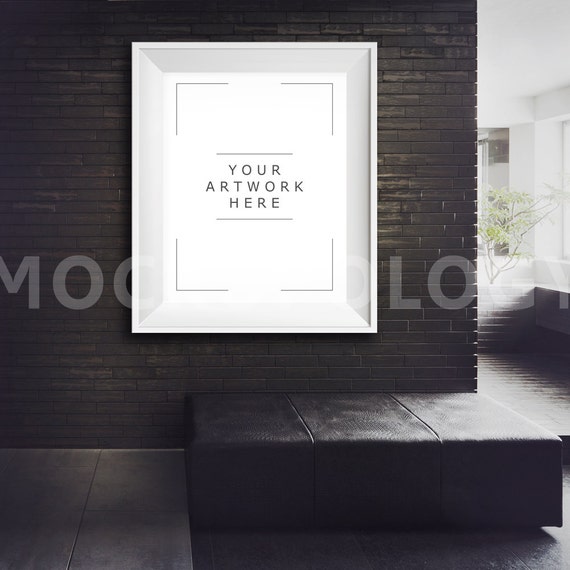 8x10 Vertical Black Frame Mockup Poster Mockup Black Brick Etsy