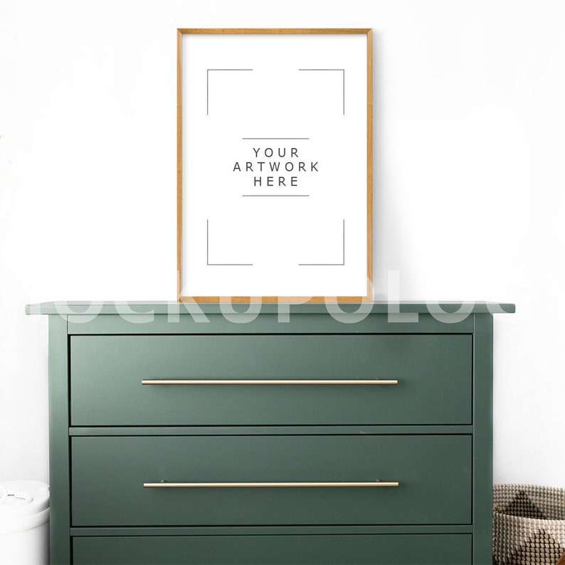Download 8x10 16x20 20x24 Frame Mockup Oak Frame on Chest of ...