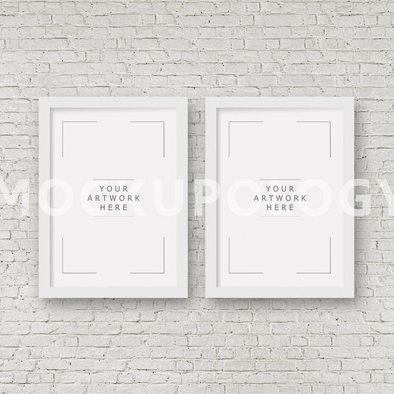 A4 A2 Set Of Two Vertical Digital White Frame Mockup Styled Etsy