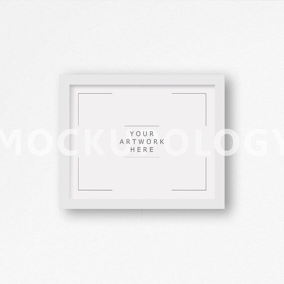 11x14 Horizontal White Frame Mockup On White Plain Wall Etsy