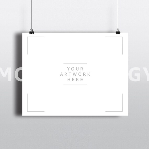 11x14 Horizontal Hanging Paper Mockup Frame Paper Clips Etsy