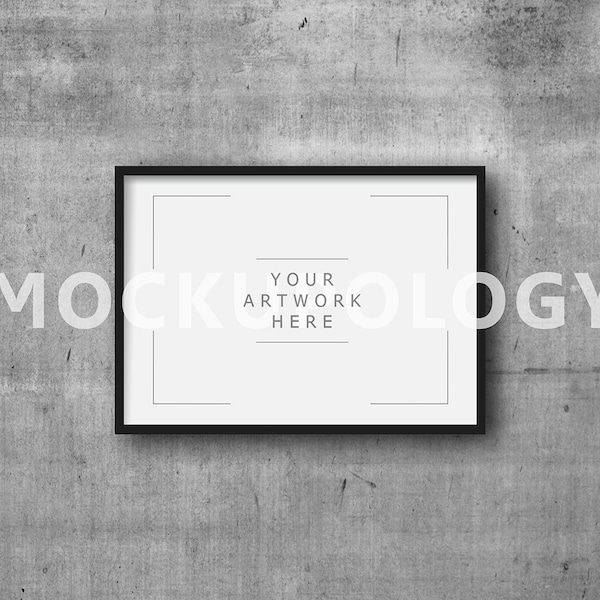 A3 Digital Frame Mockup, Styled Photography Mockup, Black Frame Mockup on Concrete Wall Background, DIGITAL FILE DOWNLOAD