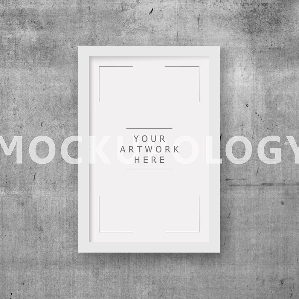 Download 11x17 Vertical DIGITAL White Frame Mockup on Concrete Wall | Etsy