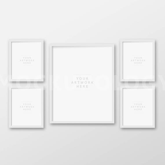 8x10 16x20 Set Of Five Vertical Digital White Frame Mockup On Etsy