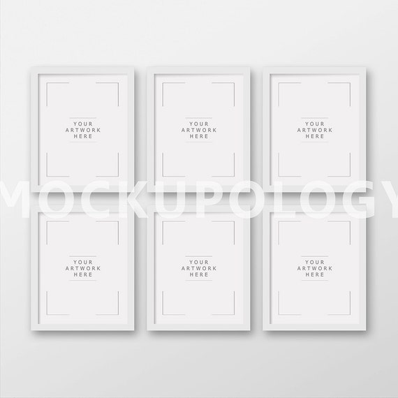 8x10 Set Of Six Vertical White Frame Mockup On White Plain Etsy