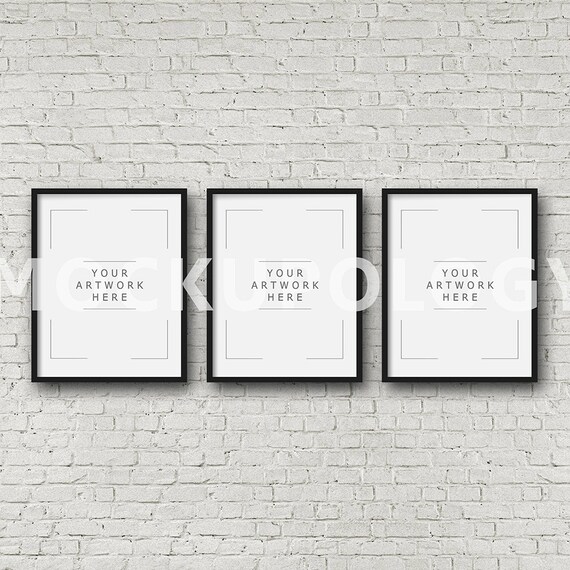 11x14 Set Of Three Vertical Digital Black Frame Mockup Styled Etsy