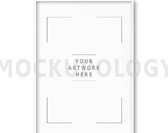 5x7 Digital Frame Mockup, Styled Photography Mockup, White Frame on White Wall Background, DIGITAL FILE DOWNLOAD