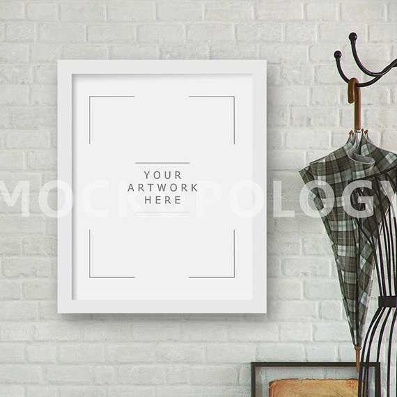 8x10 16x20 24x30 Vertical White Frame Mockup Vintage Poster Etsy