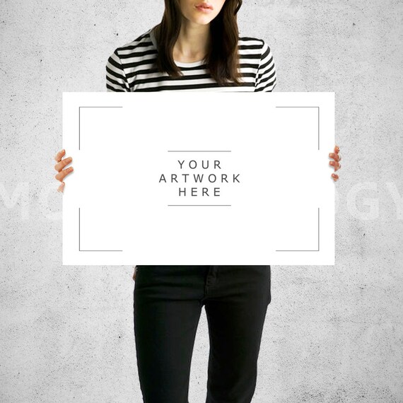 Download 11x17 Horizontal Paper Mockup Girl Holding Poster Mockup Etsy