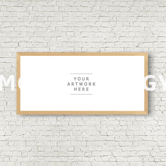 16x36 Horizontal Light Oak Frame Mockup Styled Photography Etsy