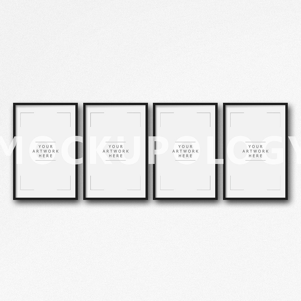 Download 11x17 Set of Four Vertical Black Frame Mockup Styled | Etsy