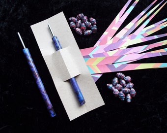 Paper Bead Roller with a 3mm hole - comes with free pre cut papers - Purple & Black