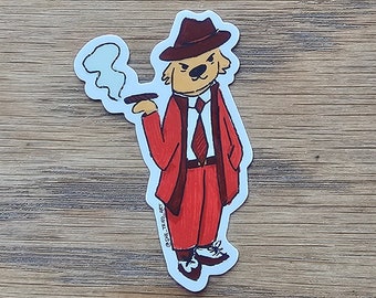 Goldie Mafia Dog Waterproof Sticker: Funny Animal Art