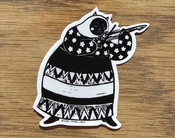 Babushkat ~ Geige wasserfester Aufkleber, Tierkunst