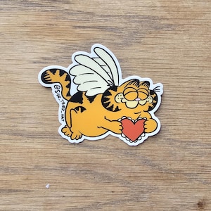 Gorfield Cherub Vattentät Klistermärke, Orange Katt Cupid Konst