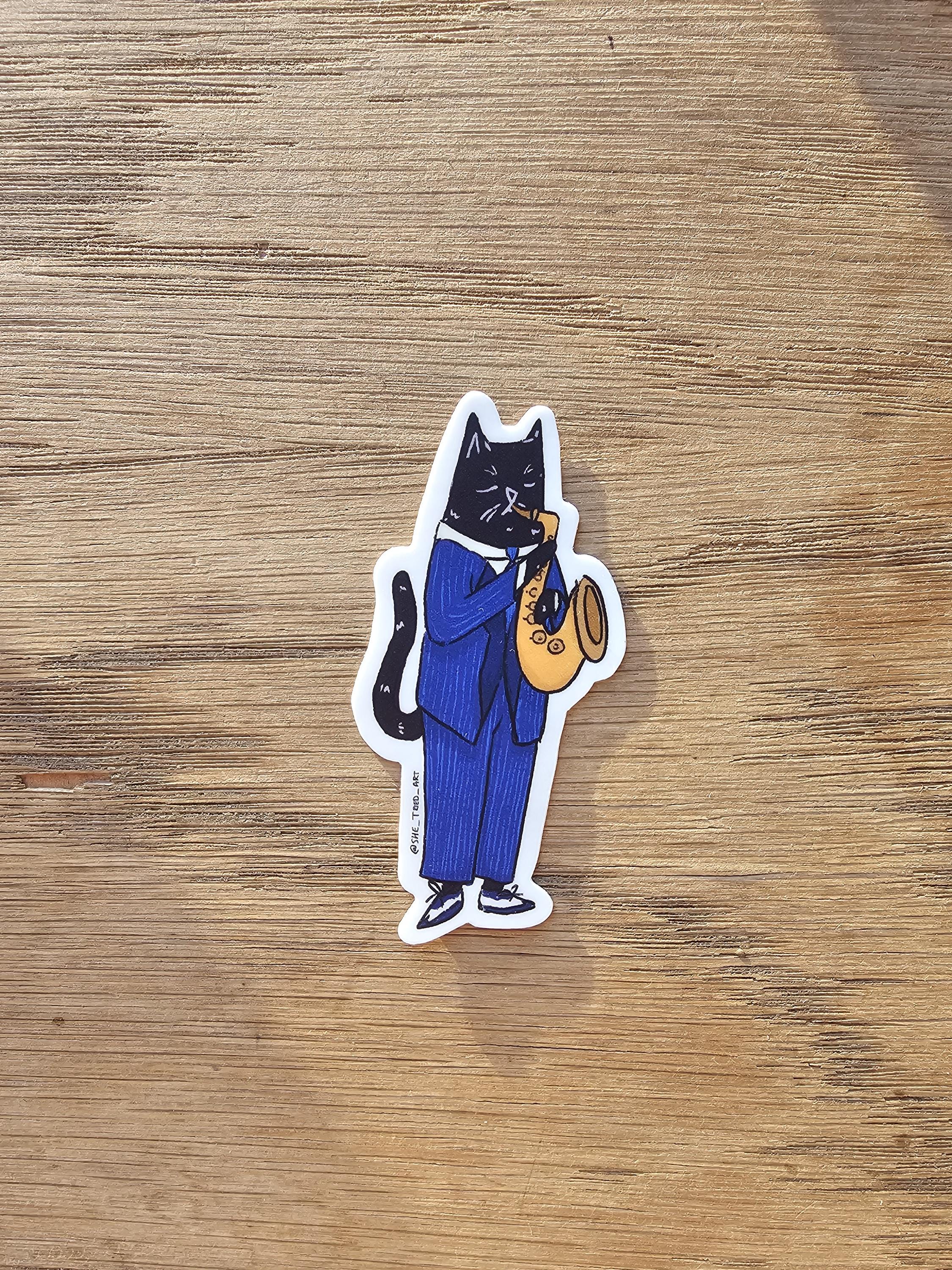 Alto Sax Cat Waterproof Sticker, Jazz Band Animal Art - Etsy