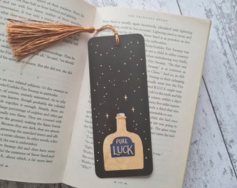 Bookmark with bronze tassel - Magic luck potion - FSC card - whimsical fantasy