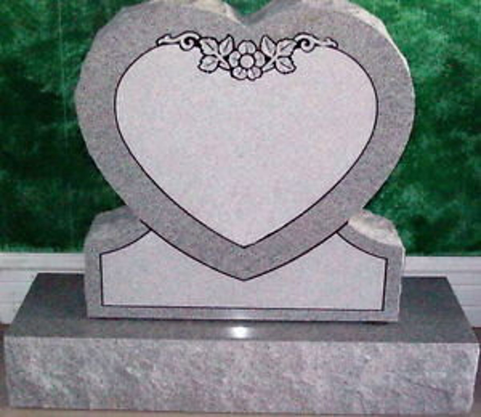 Cemetery Headstone Gray Heart Carved Granite Tombstone Etsy