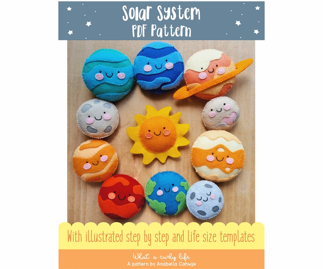 Solar System Using Yarn Solar System PDF Pattern | Playroom Sewing Project | Illustrated Sewing ...