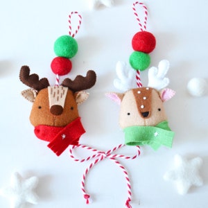 Reindeer and Deer with embroidered jumpers sewing tutorial in felt PDF patterns Christmas sewing patterns Ornaments stocking stuffer image 4