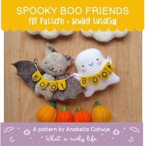 Gruselige Boo-Freunde. Nähanleitung mit Fledermaus und Geist Halloween Nähanleitung aus Wollfilz