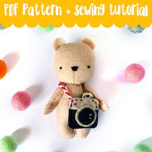 Bear with a camera sewing tutorial made with wool felt ( PDF patterns ) photographer ph